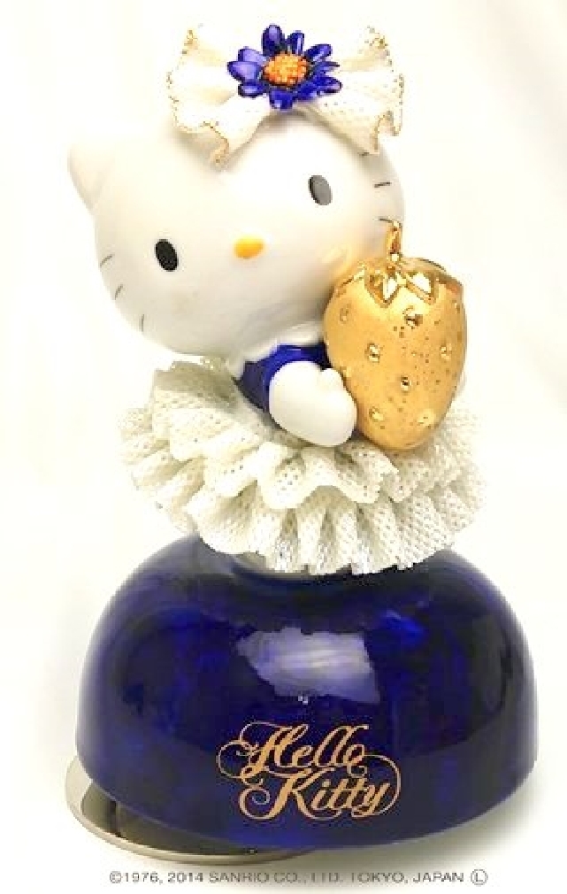 Sanrio サンリオハローキティレースドール オルゴール陶器青いちごフィギュア置物セラミック人形ギフト_画像1