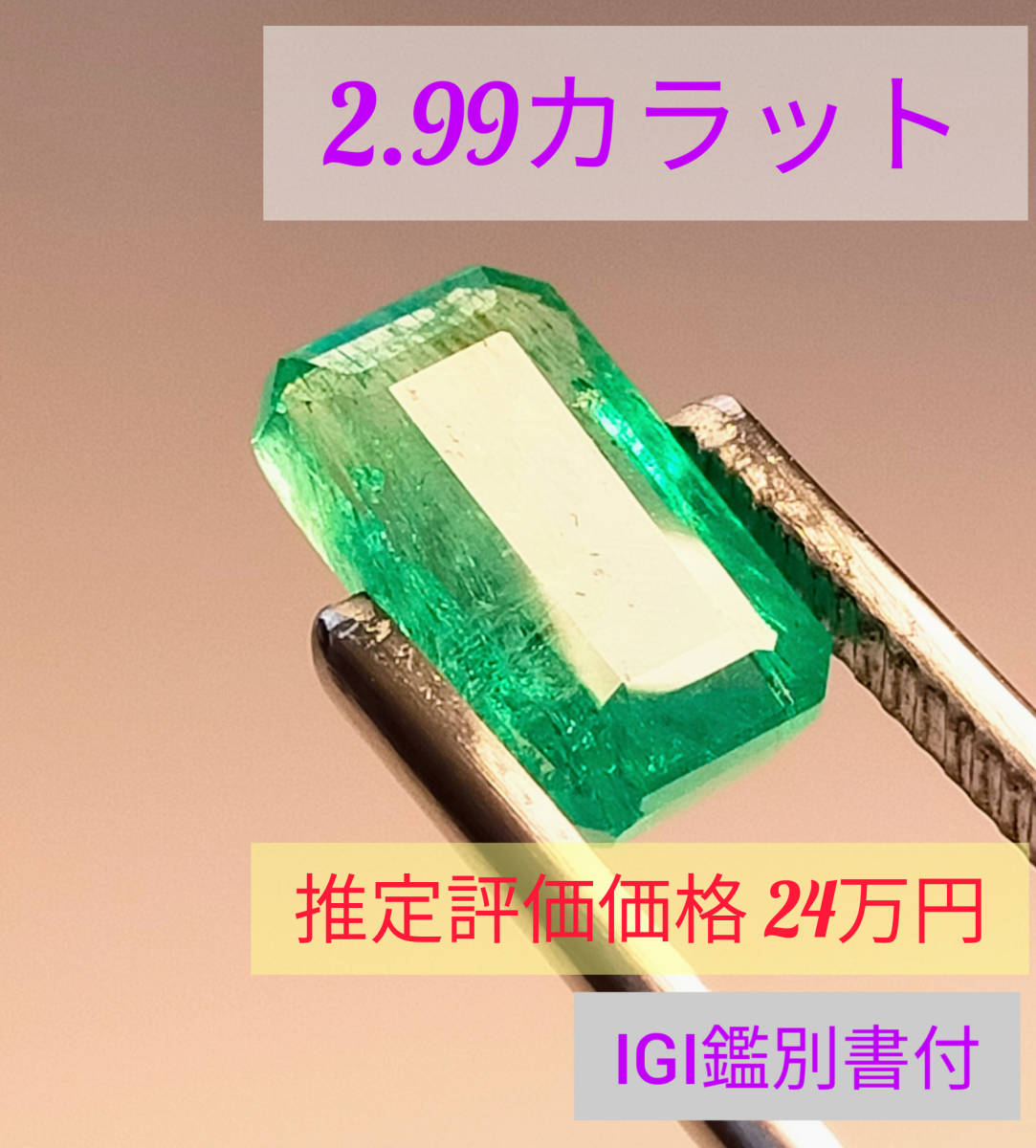 鑑別書付】天然 エメラルド ルース 2.99カラット 宝石 ジュエリー 裸石