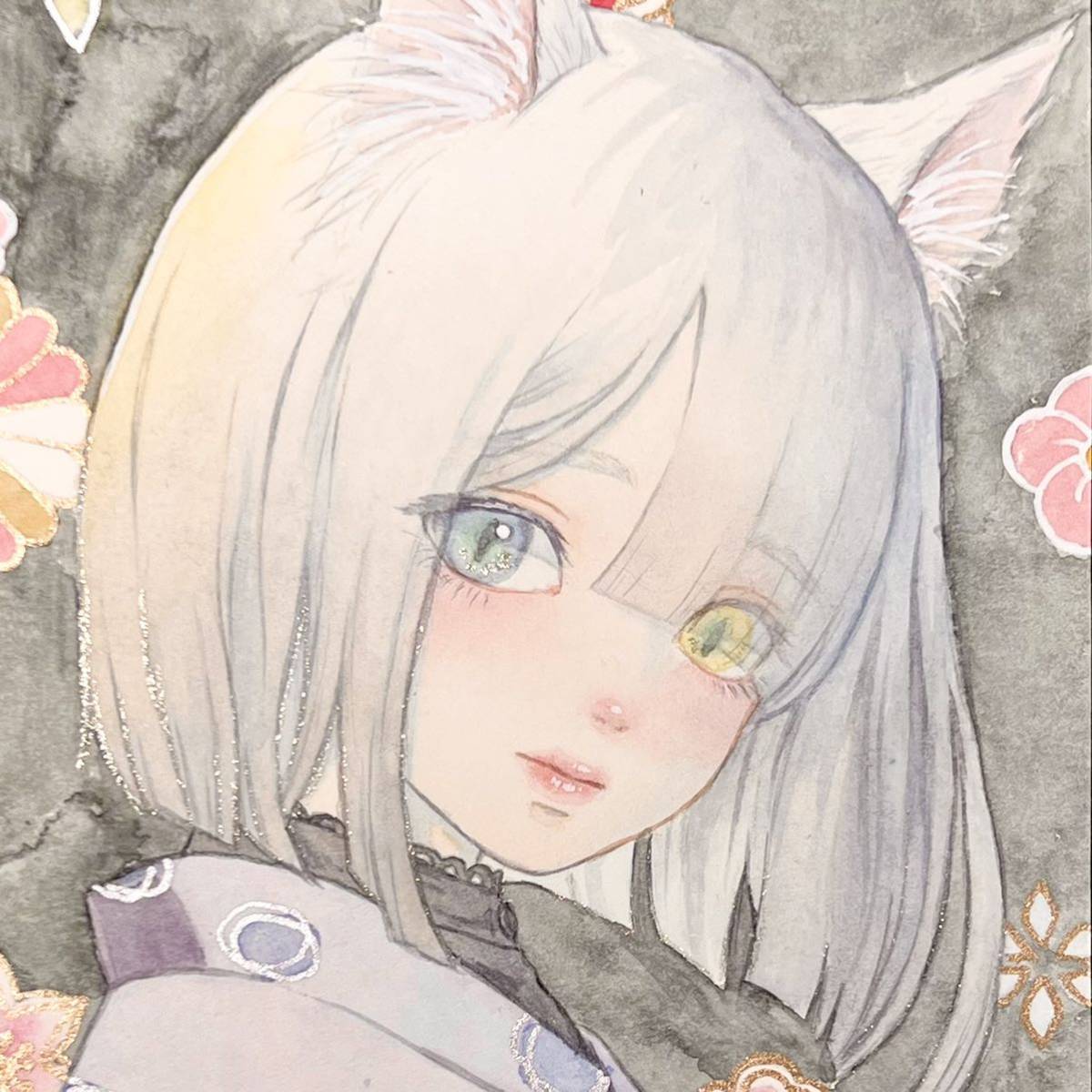手描きイラスト オリジナル アナログ 女の子 水彩 透明水彩 原画 手描きイラスト オリジナル アナログ 女の子 水彩 透明水彩 原画