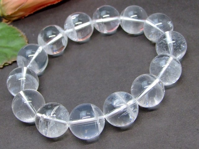 シルバー/レッド パワーストーン 天然石 水晶AAA \nブレスレット(16mm