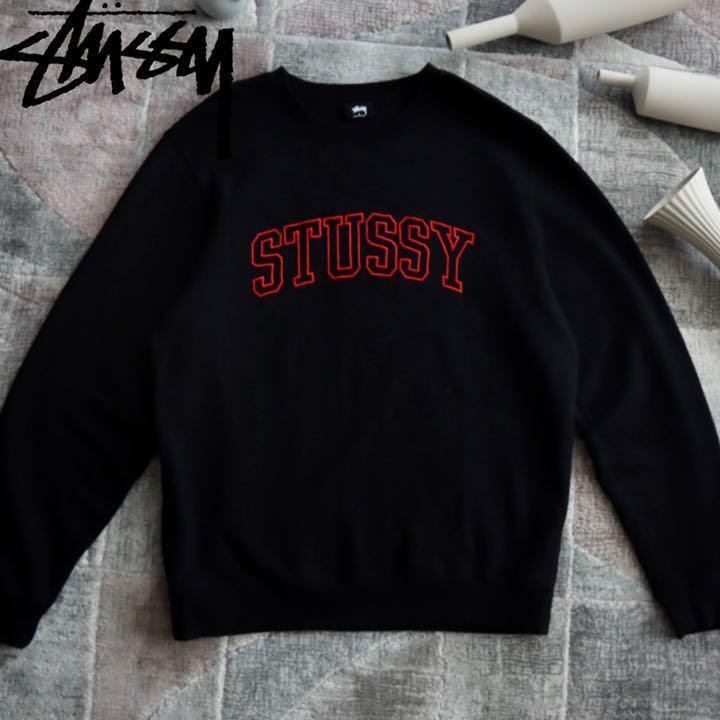 【人気商品】Stussy ステューシー 刺繍アーチロゴ　スウェット L
