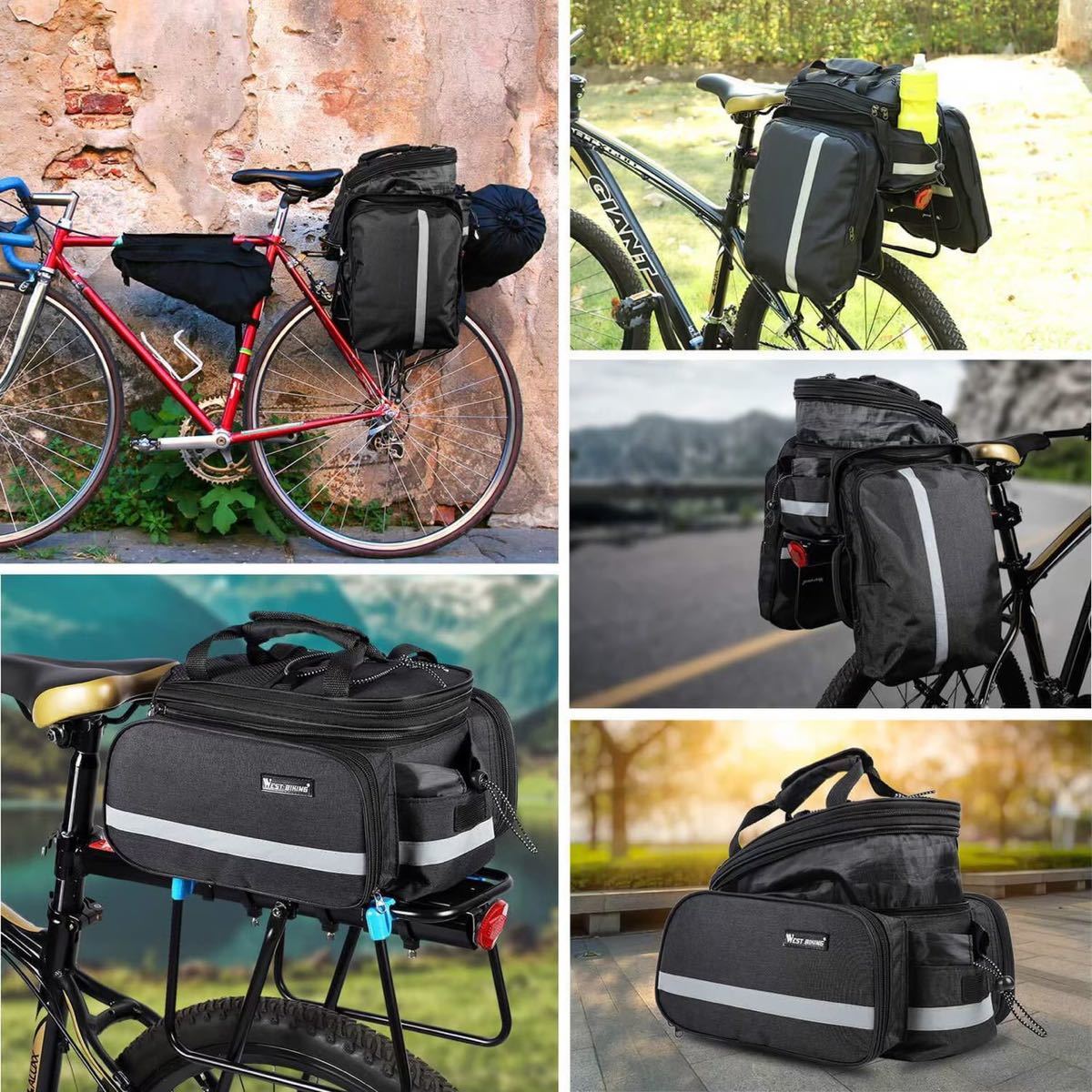 [ включая доставку ] велосипед отражающий лента rider задний сумка повышение возможность черный чёрный большая вместимость [088]D917