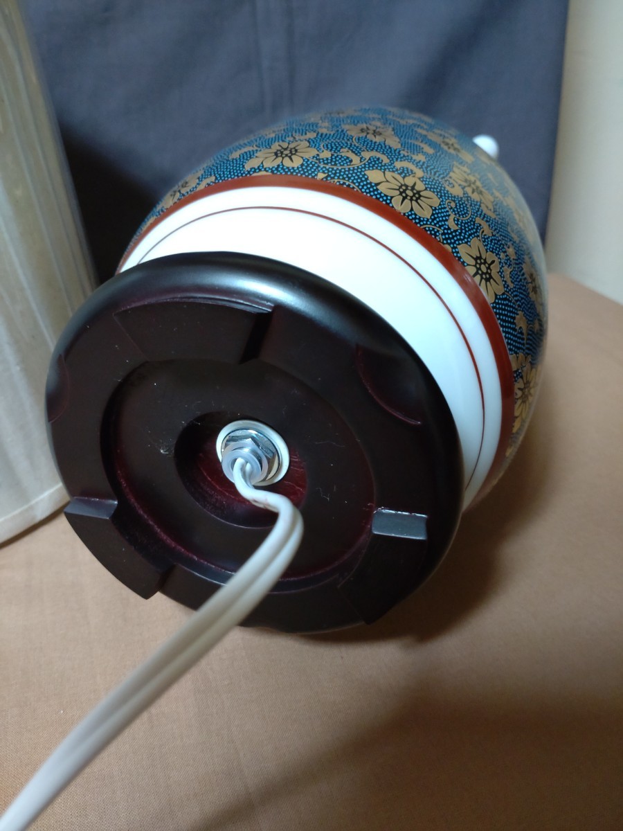 九谷焼/青粒鉄仙/スタンドランプ/電球 栞付き/置物/照明器具 九谷焼/青粒鉄仙/スタンドランプ/電球 栞付き/置物/照明器具