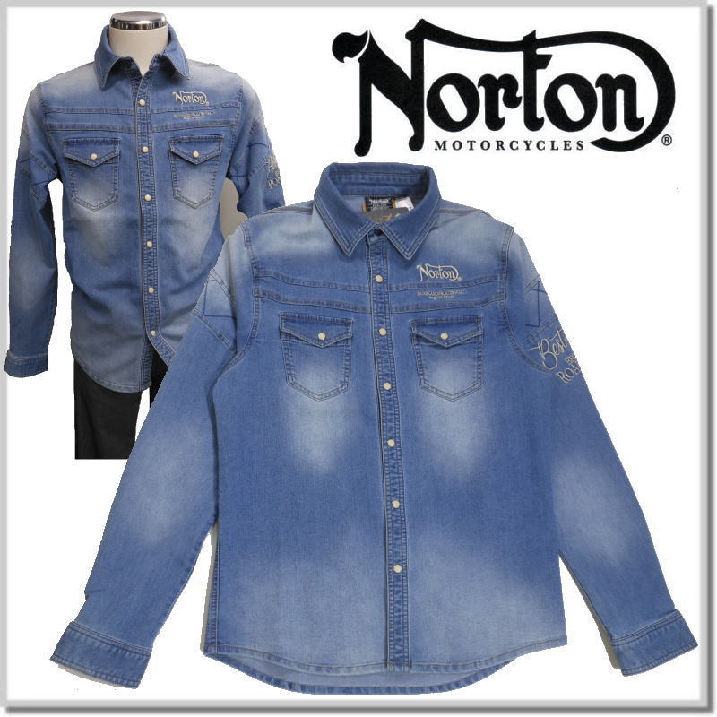 ノートン Norton ライダース キルト ストレッチ デニムシャツ 223N1502-95(BLEACH) M 長袖シャツ