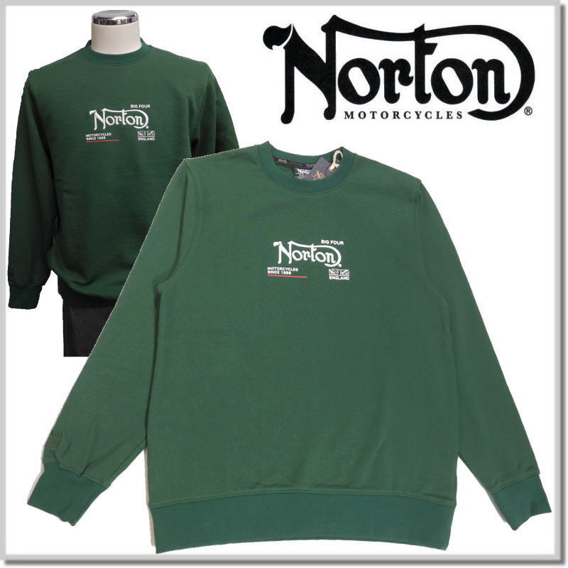 ノートン Norton ベーシック３Dロゴトレーナー 223N1305-66(GREEN)-L クルースエット カットソー_画像1