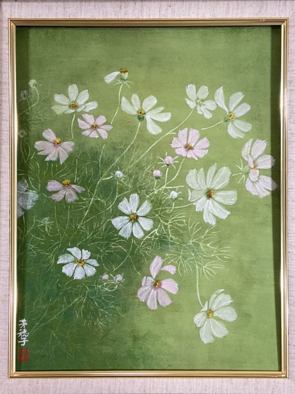 コスモス 絵画 秋桜 ミニ-