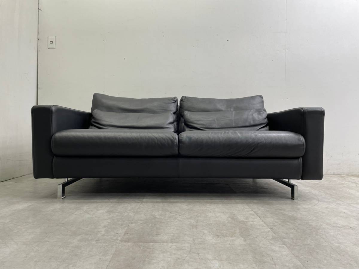 3人掛けソファ 本革 モダンデザイン ハイグレード ブラック 新品-