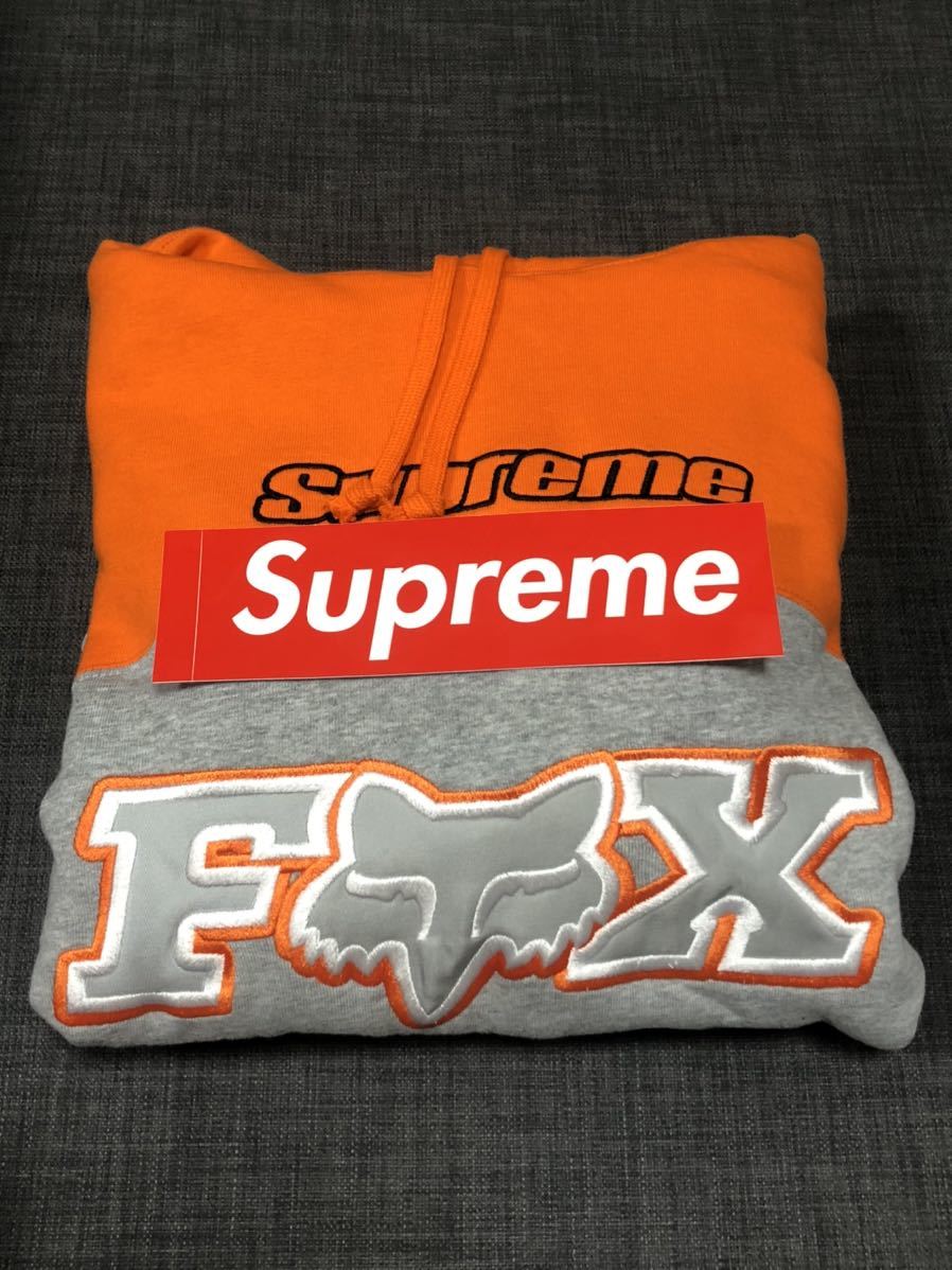 送料無料 S grey Supreme Fox Racing Hooded Sweatshirt シュプリーム