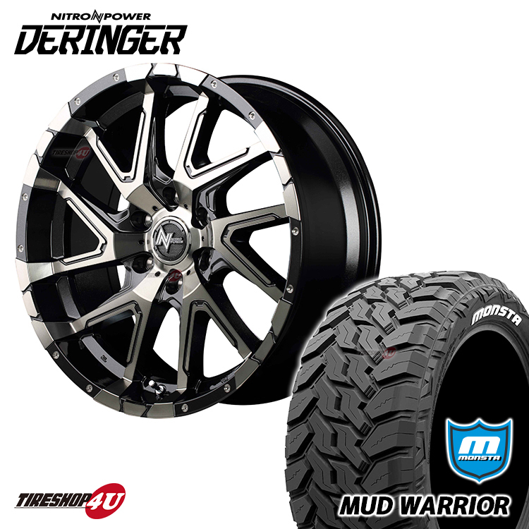 4本セット NITRO POWER DERINGER ナイトロ 17x8.0J 6/139.7 ブラッククリア MONSTA MUD WARRIOR 265/70R17 マッド M/T MT FJクルーザー_画像1