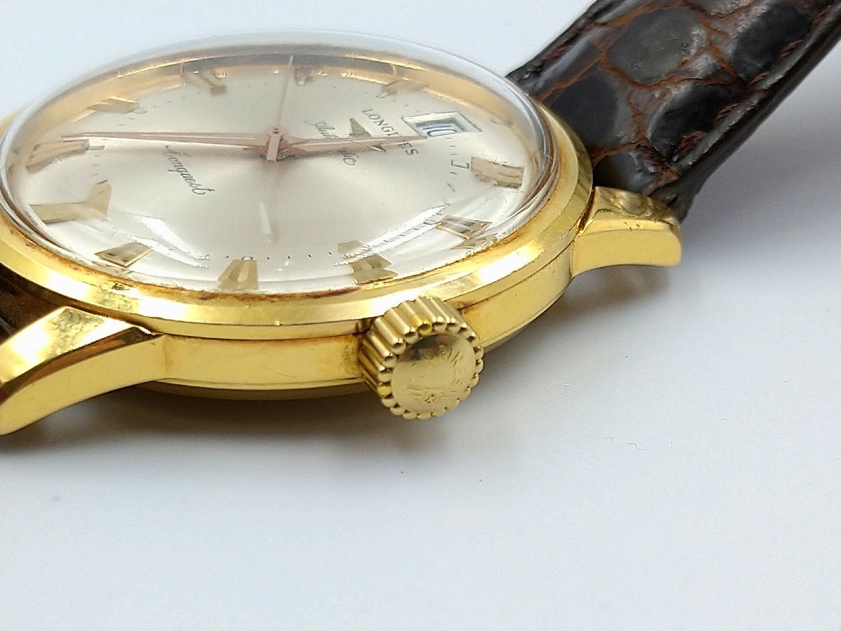 18K/750】 動作確認済 ロンジン LONGINES コンクエスト 七宝エンブレム