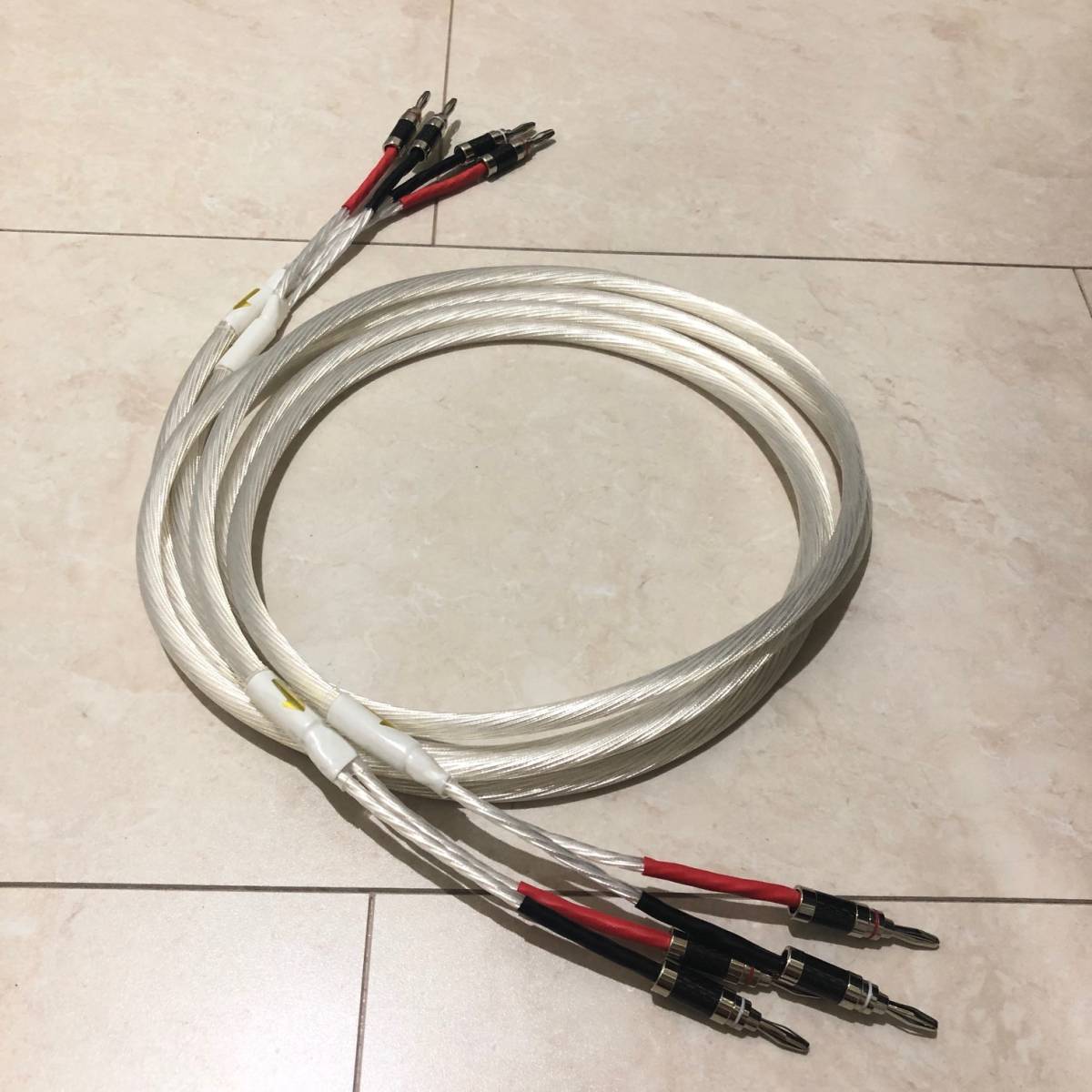 ◇美品◇単結晶 OCC銀線 HIFI スピーカーケーブル 5mペア バナナ ◇美品◇単結晶 OCC銀線 HIFI スピーカーケーブル 5mペア バナナ