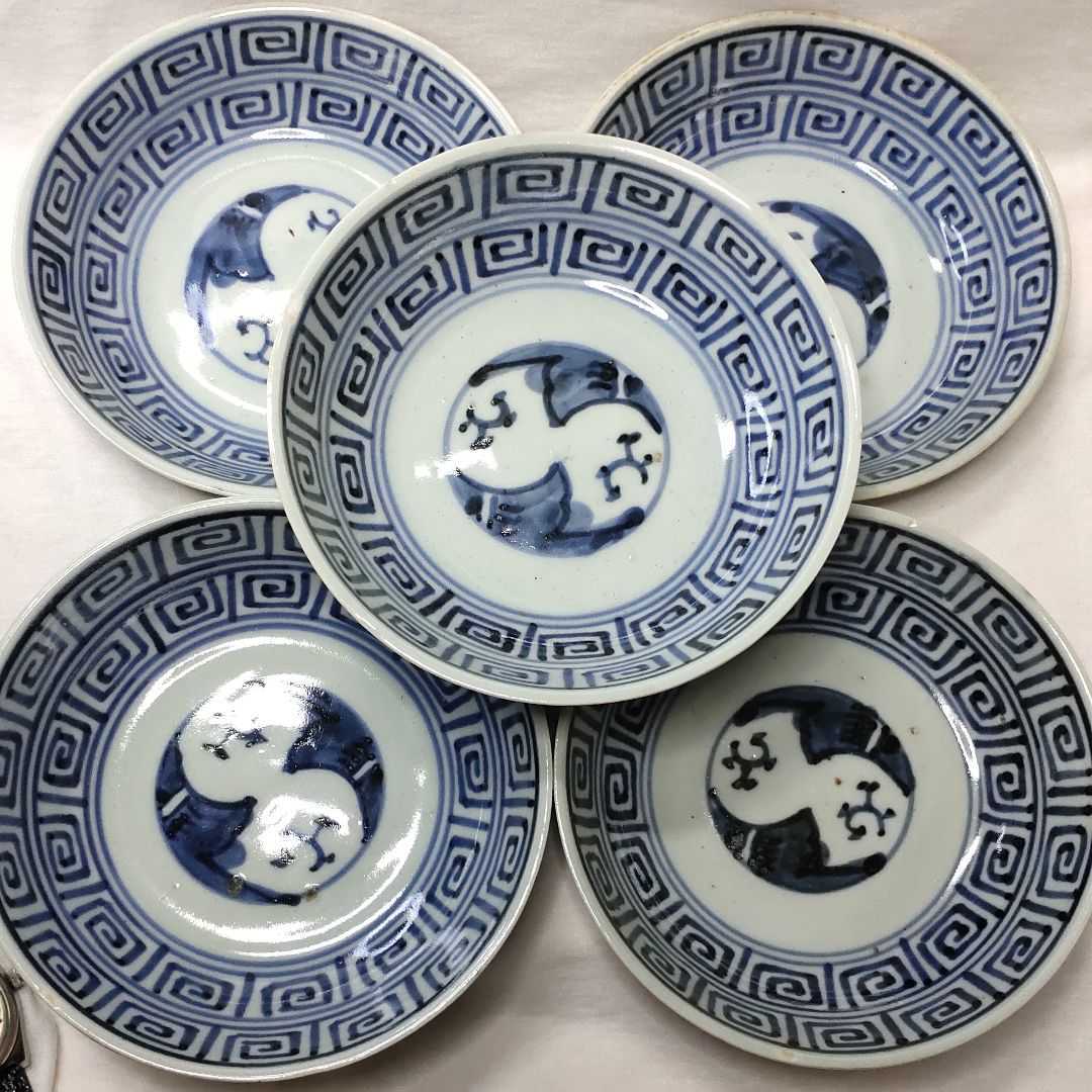 古伊万里焼 染付け 膾皿 なます皿 明治期骨董 古美術品 旧家蔵出し