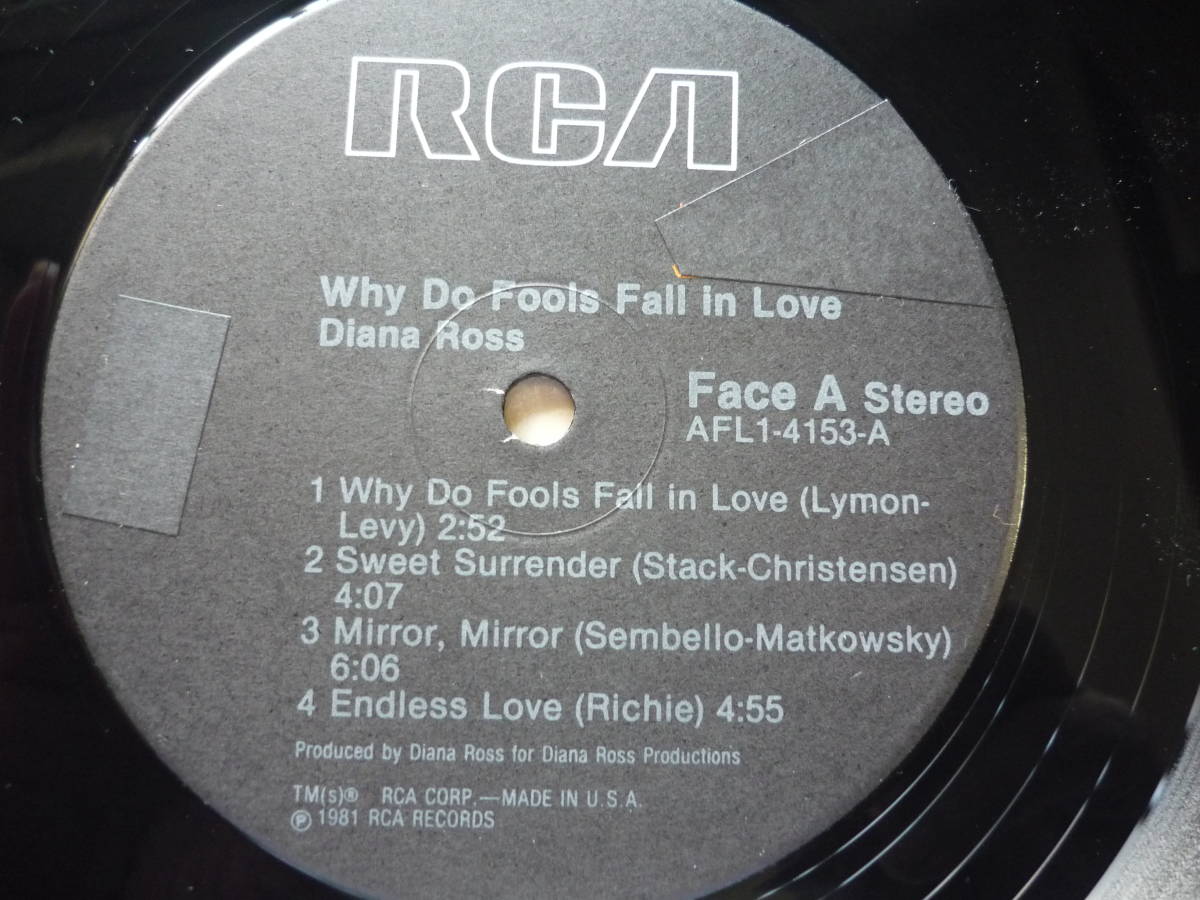 LP程度良いシュリンク　　DIANNA ROSS / WHY DO FOOLS FALL IN LOVE / ENDLESS LOVE_画像3