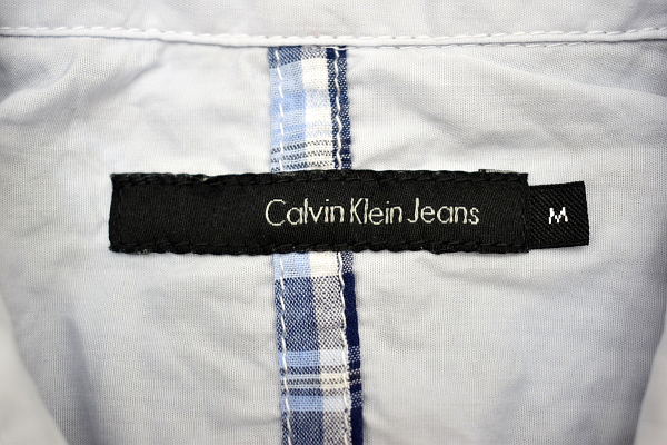 Y-4996★送料無料★超美品★Calvin Klein Jeans カルバンクライン ジーンズ★正規品 爽やかなブルー青色 チェック 半袖 シャツ Ｍ_画像4