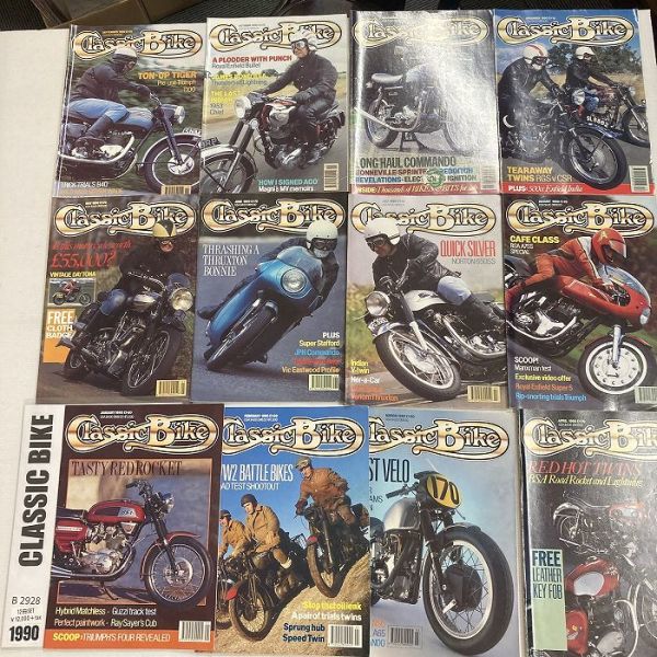 B2928　1990　12冊セット「CLASSIC BIKE」　クラシックバイク　英国　旧車雑誌　英国車　ビンテージ　自動車