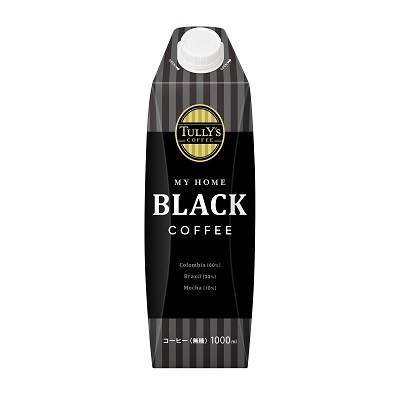 伊藤園 TULLY’S COFFEE MY HOME BLACK COFFEE 紙パック 1000ml 6本/屋根型キャップ付容器/開封前常温保存可_画像1