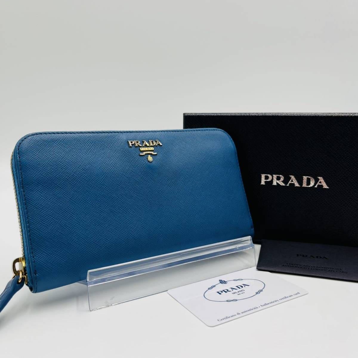 1円《美品》PRADA プラダ 長財布 ラウンドファスナー ジッピー