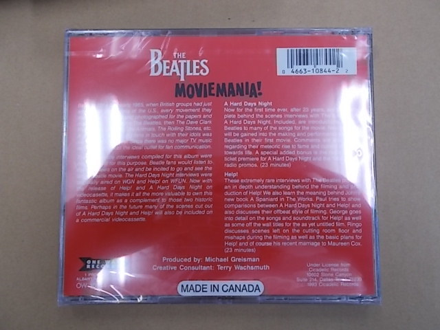 ●未開封/コレクターズ仕様/BOOT/BEATLES/MOVIEMANIA！/OW 10844/CD_画像2