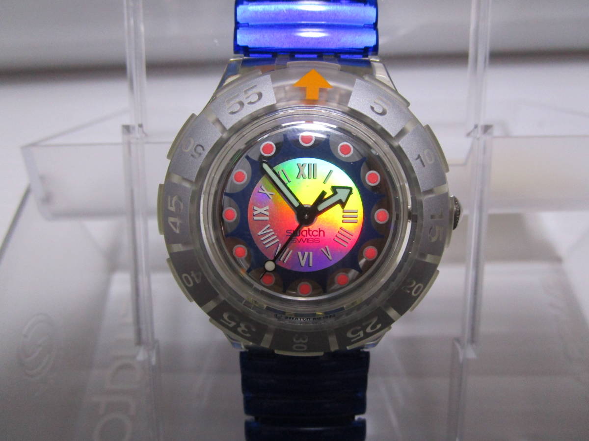  ultra rare!90s! Vintage! almost dead stock! prompt decision!SWATCH Swatch SCUBA200 men's unisex .. belt wristwatch battery replaced!