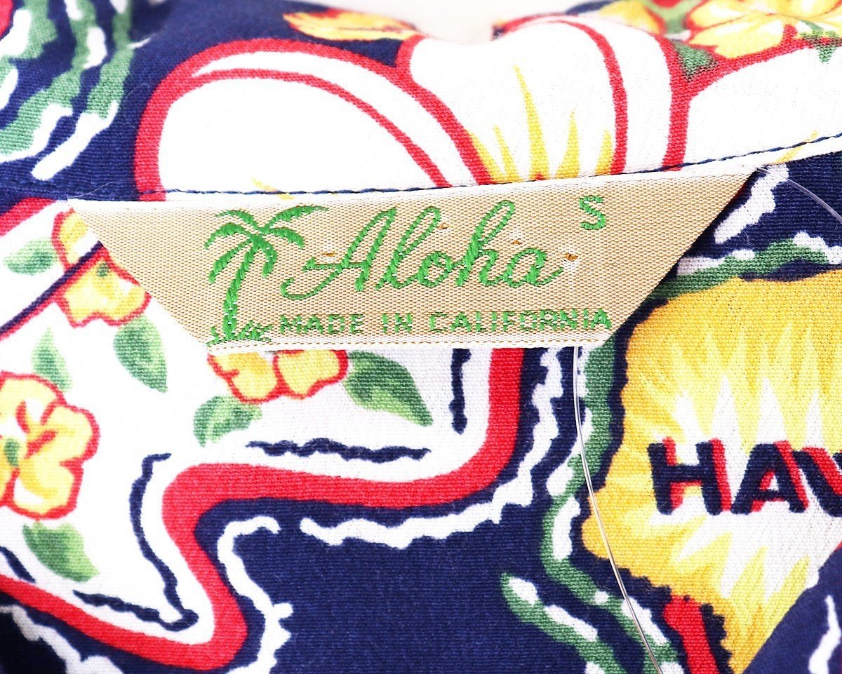 MADE IN CALIFORNIA アロハシャツ Sサイズ ネイビー メイドインカリフォルニア 半袖ハワイアン aloha shirts_画像3