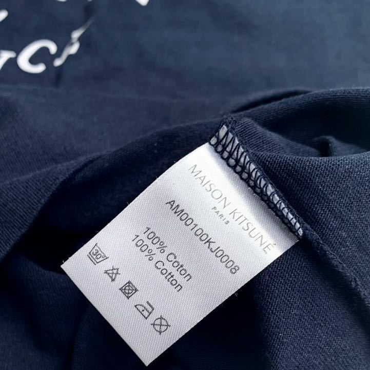 S 新品 メゾンキツネ 定番 ロゴ 半袖 Tシャツ PALAIS ROYAL メンズ ネイビー maison kitsuneの画像5