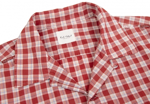  Karl hell mKarl Helmut cotton flap pocket check short sleeves . collar shirt red white other L [ men's ]