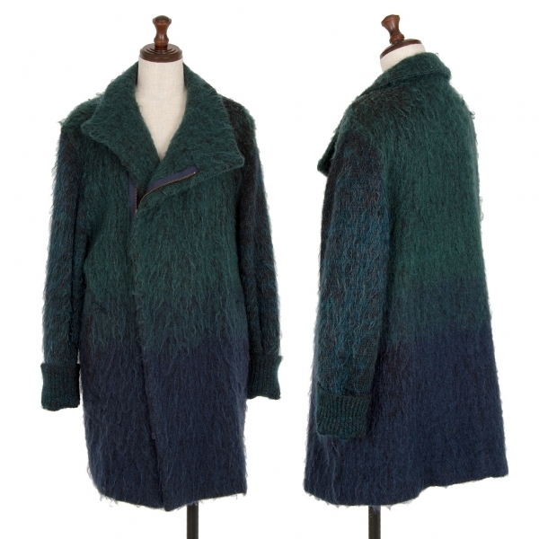  Limi feu LIMI feumoheya. gradation knitted Rider's long jacket green blue S [ lady's ]