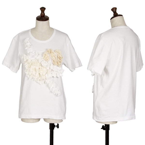 ローブドシャンブル コムデギャルソン フリル貼り付けデザインTシャツ 白S位 【レディース】