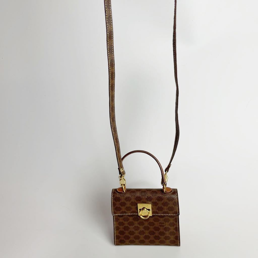 希少 外観 美品 CELINE セリーヌ 2way マカダム ケリー型 ヴィンテージ