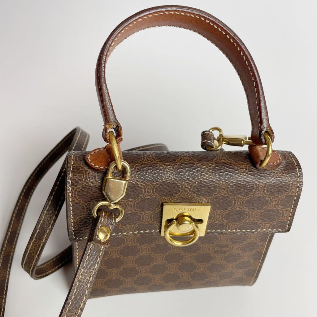 希少 外観 美品 CELINE セリーヌ 2way マカダム ケリー型 ヴィンテージ