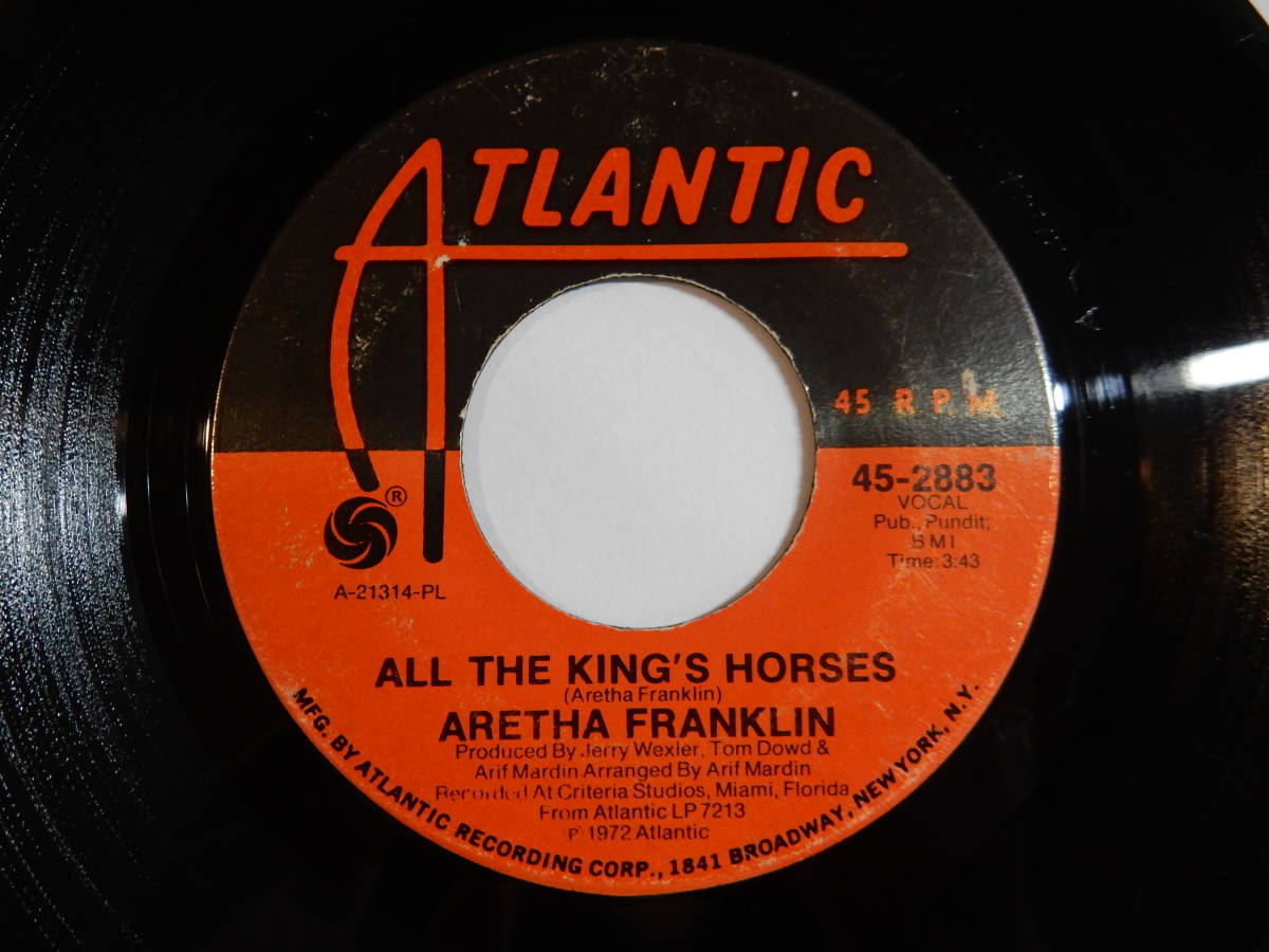 Aretha Franklin All The King's Horses / April Fools Atlantic US 45-2883 200434 SOUL ソウル レコード 7インチ 45_画像1