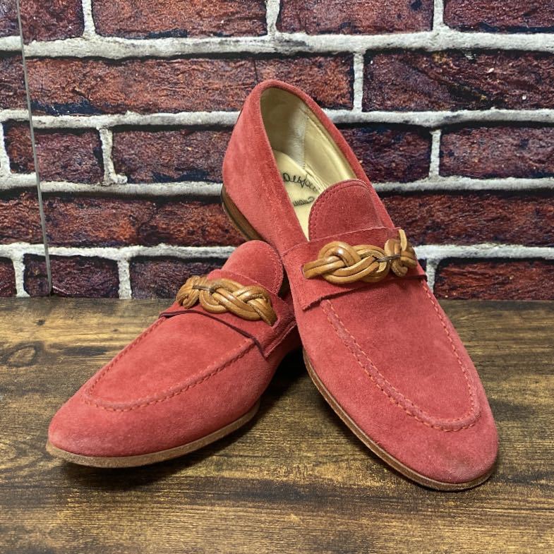 サントーニ Santoni スエードローファー Suede Loafer size/5 Red_画像1