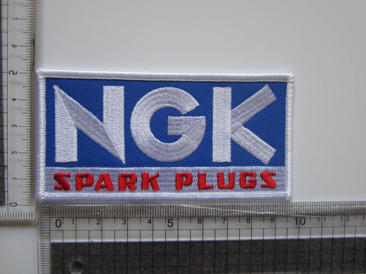 NGK SPARK PLUGS スパークプラグ 長方形 青 ブルー バイク ワッペン/自動車 バイク オートショップ カー用品 整備 作業着 カスタム 155_画像9