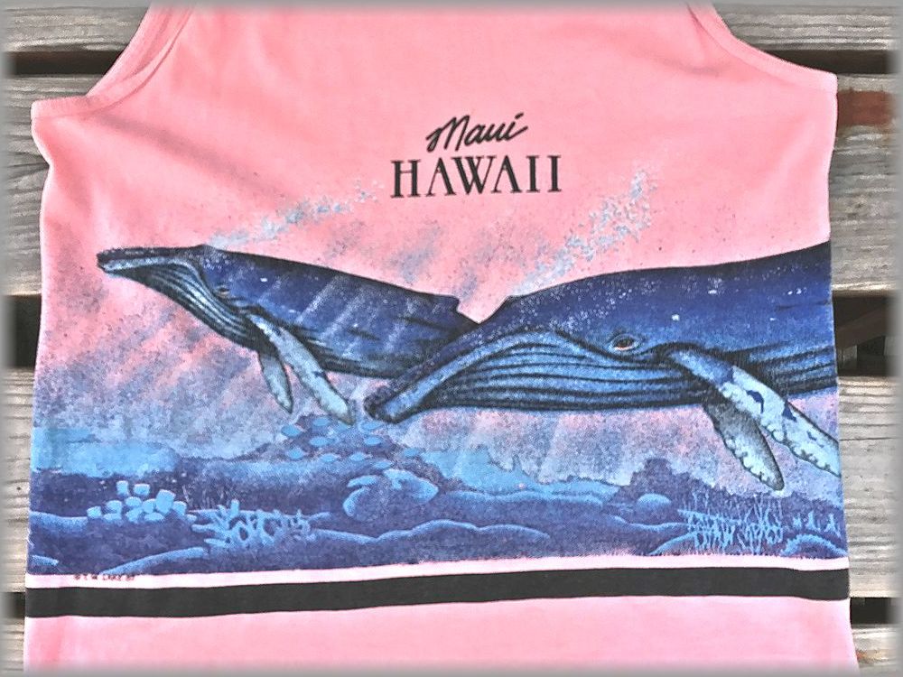 *San Segal SPORTSWEAR 80s 90s USA made tank top M Hawaii whale * inspection Vintage T-shirt Hsu red a art old clothes America 