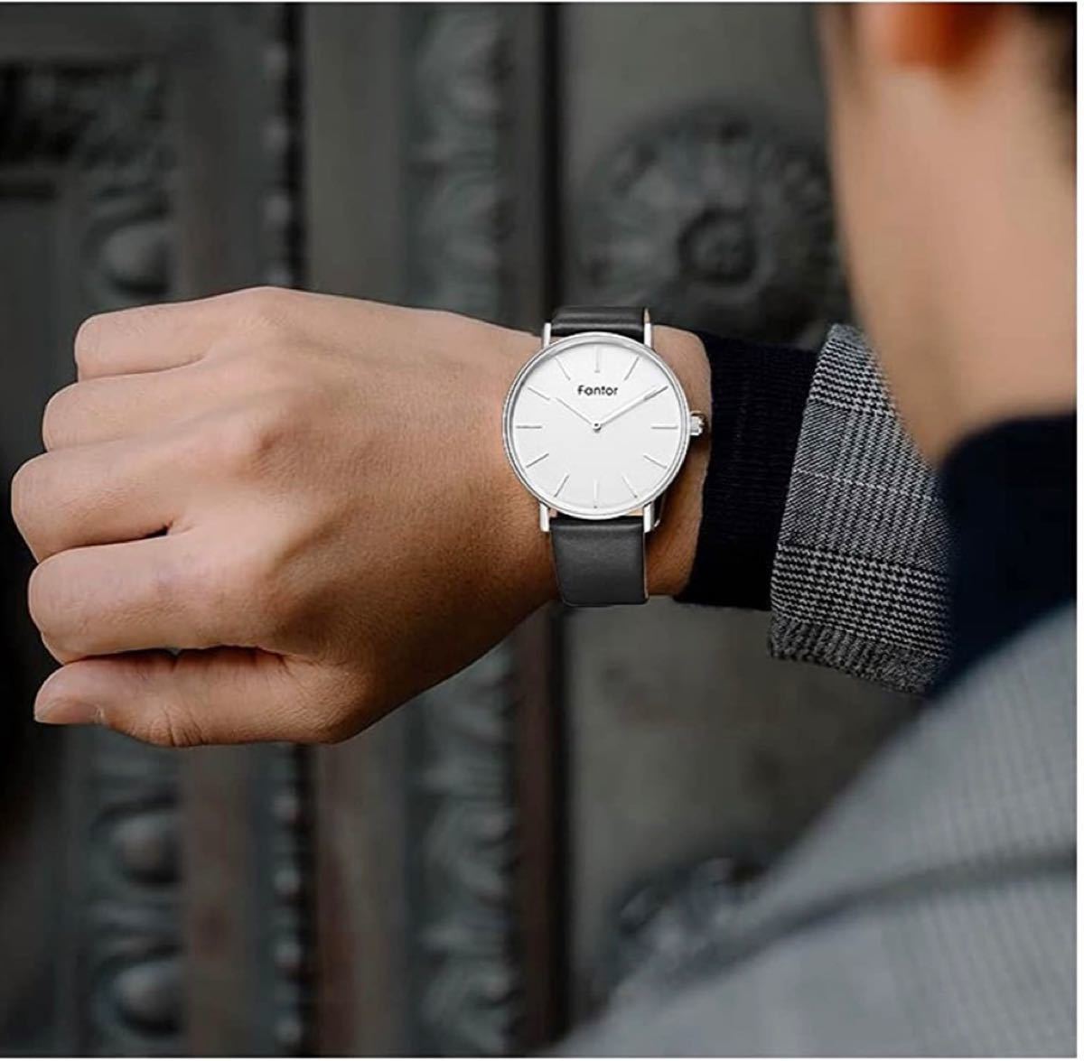 【腕時計】シンプル 日本製ムーブメント 極薄 40mm文字盤 本革バンド