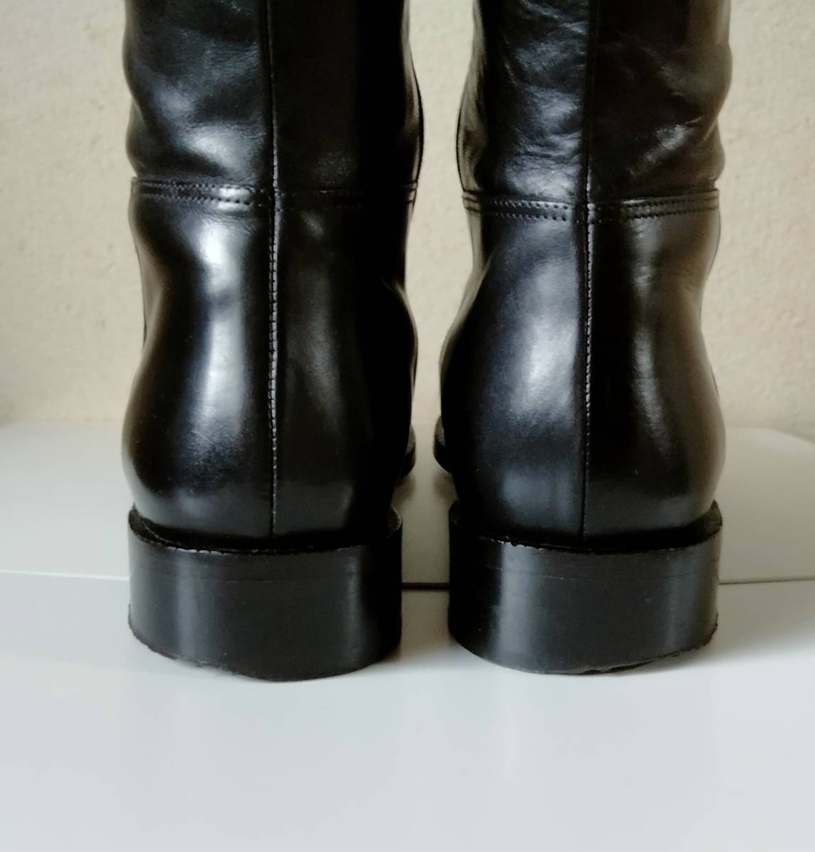 美品【イタリア製ロングブーツ】VICTOR ヴィクター/ビクトール レザーロングブーツ本革黒38 24cmヒール3cm