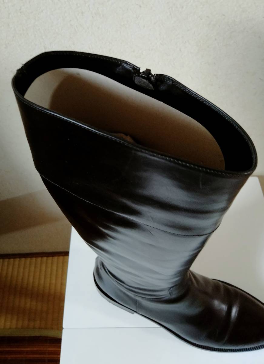美品【イタリア製ロングブーツ】VICTOR ヴィクター/ビクトール レザーロングブーツ本革黒38 24cmヒール3cm