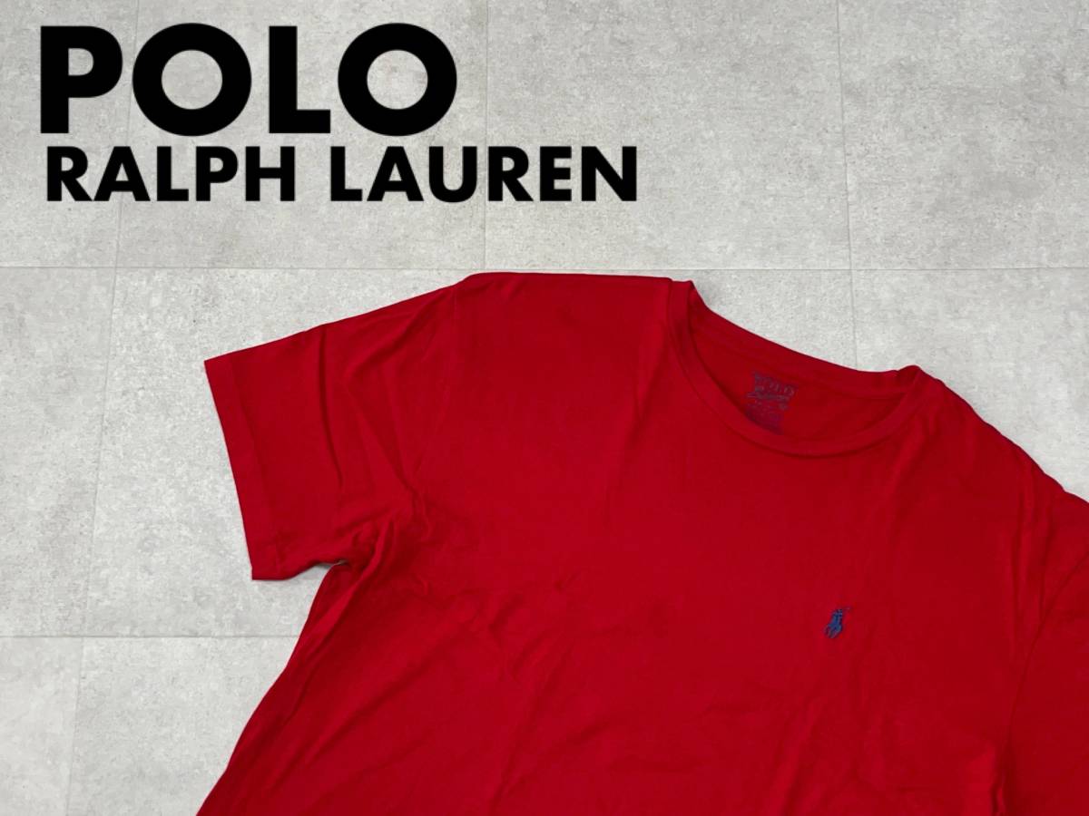 ☆送料無料☆ POLO RALPH LAUREN ポロ ラルフローレン USA直輸入 古着 半袖 ポニーロゴ Tシャツ メンズ L レッド トップス 中古 即決_画像1