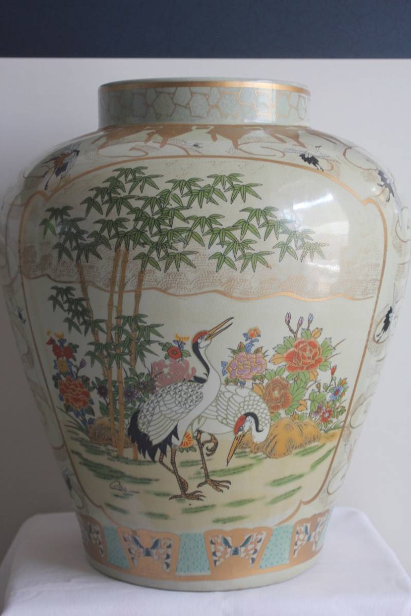最大71%OFFクーポン 薩摩焼 栄盛窯 瀧山作 金襴飾壺 花鳥図 花瓶 花入