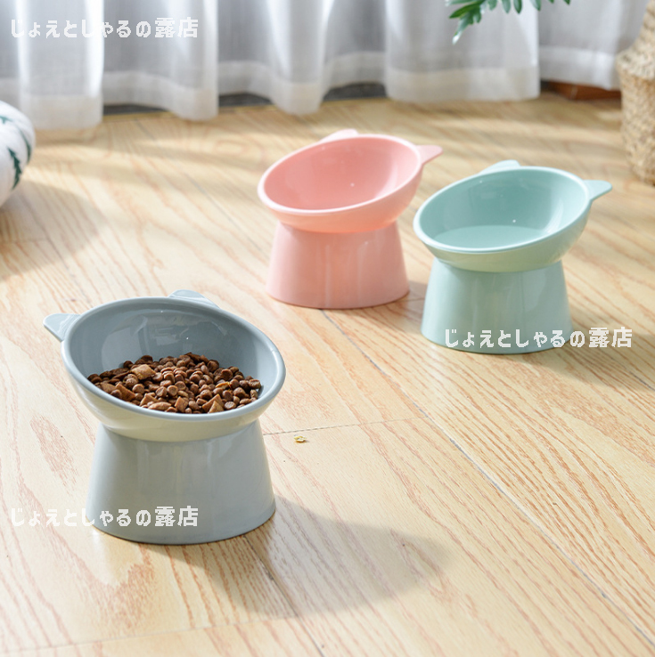 [ green 2 point ] high capacity cat dog hood bowl pet tableware bite bait inserting watering bait plate 