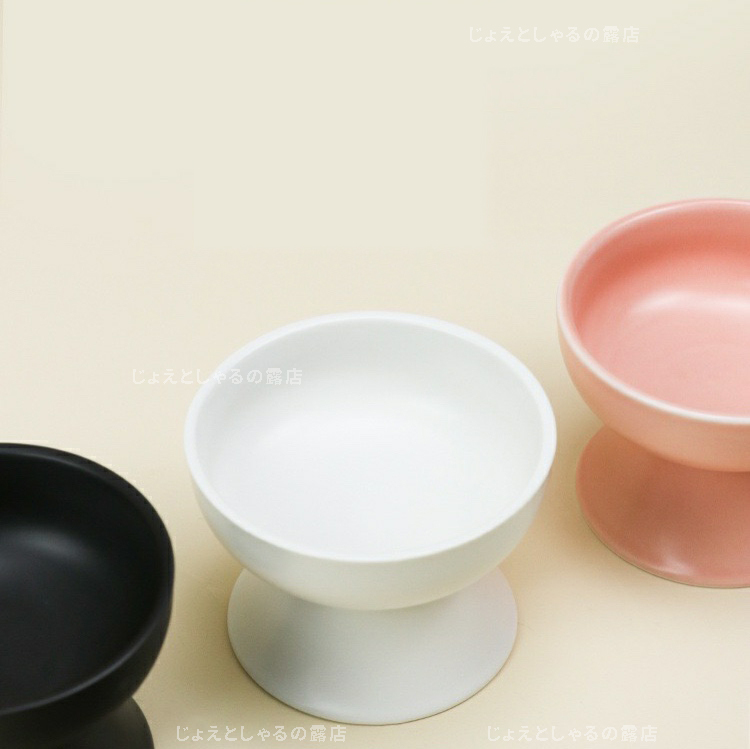 [ white black pink 3 point ] ceramics made hood bowl cat dog for pets tableware bite bait inserting bait plate 