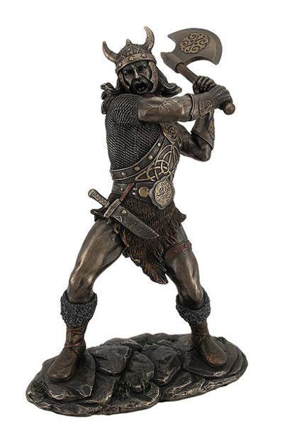 西洋彫刻 斧を持ったバイキング（ヴァイキング）戦士 ブロンズ風彫像/ スカンジナビア半島 バルト海 ノルマン人(輸入品