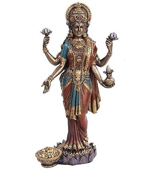 吉祥天 ラクシュミー インド神話 ヒンドゥー教女神 置物 彫刻 彫像/ 功徳天 宝蔵天女 繁栄・幸運 幸福・美・富を顕す プレゼント[輸入品