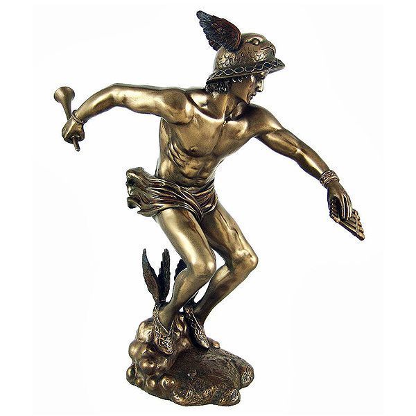 ギリシャ神 ヘルメス マーキュリー ブロンズ風仕上げ彫像 彫刻/ エーゲ海 オリンポス アクロポリス パルテノン（輸入品