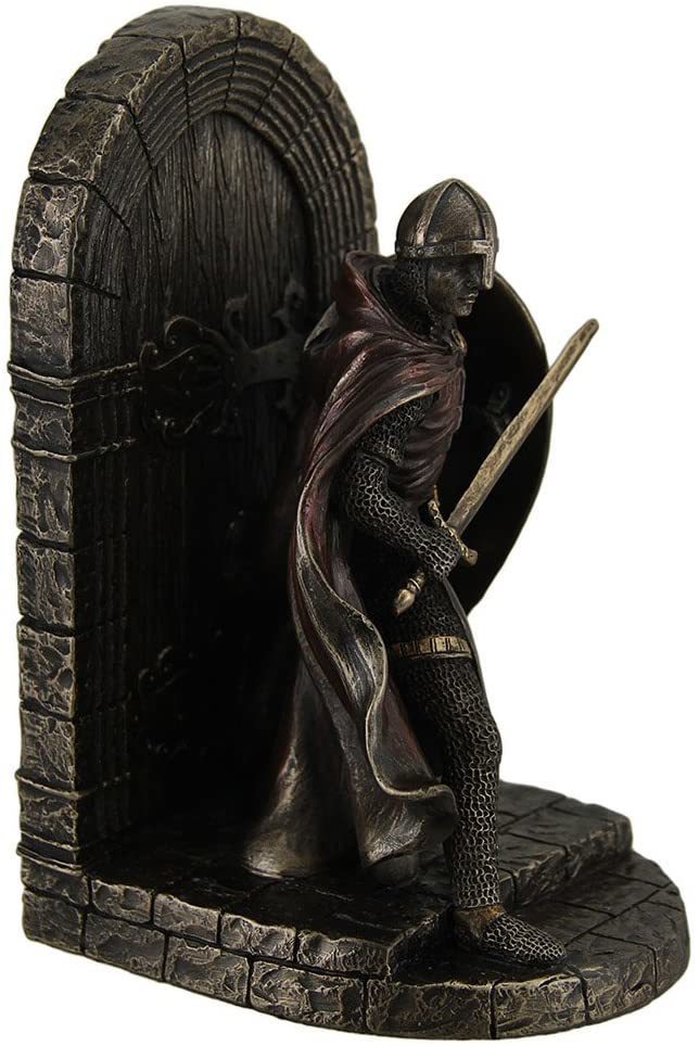 西洋彫刻 鎧を着た 中世の騎士 マルタ十字軍戦士 ブロンズ風ブックエンド彫像/ 西洋インテリア 書斎（輸入品_画像2