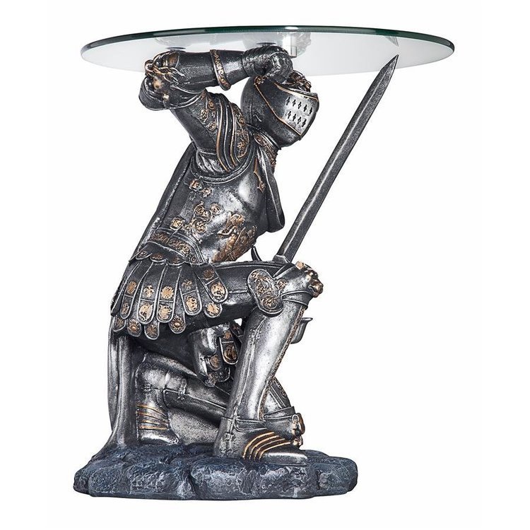 戦いに値する騎士の彫刻台座 ガラス・トップ テーブル 彫像 彫刻/ ゲームオブスローンズ 騎兵 中世 ドラゴン（輸入品）_画像4