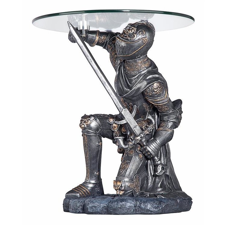 戦いに値する騎士の彫刻台座 ガラス・トップ テーブル 彫像 彫刻/ ゲームオブスローンズ 騎兵 中世 ドラゴン（輸入品）_画像2