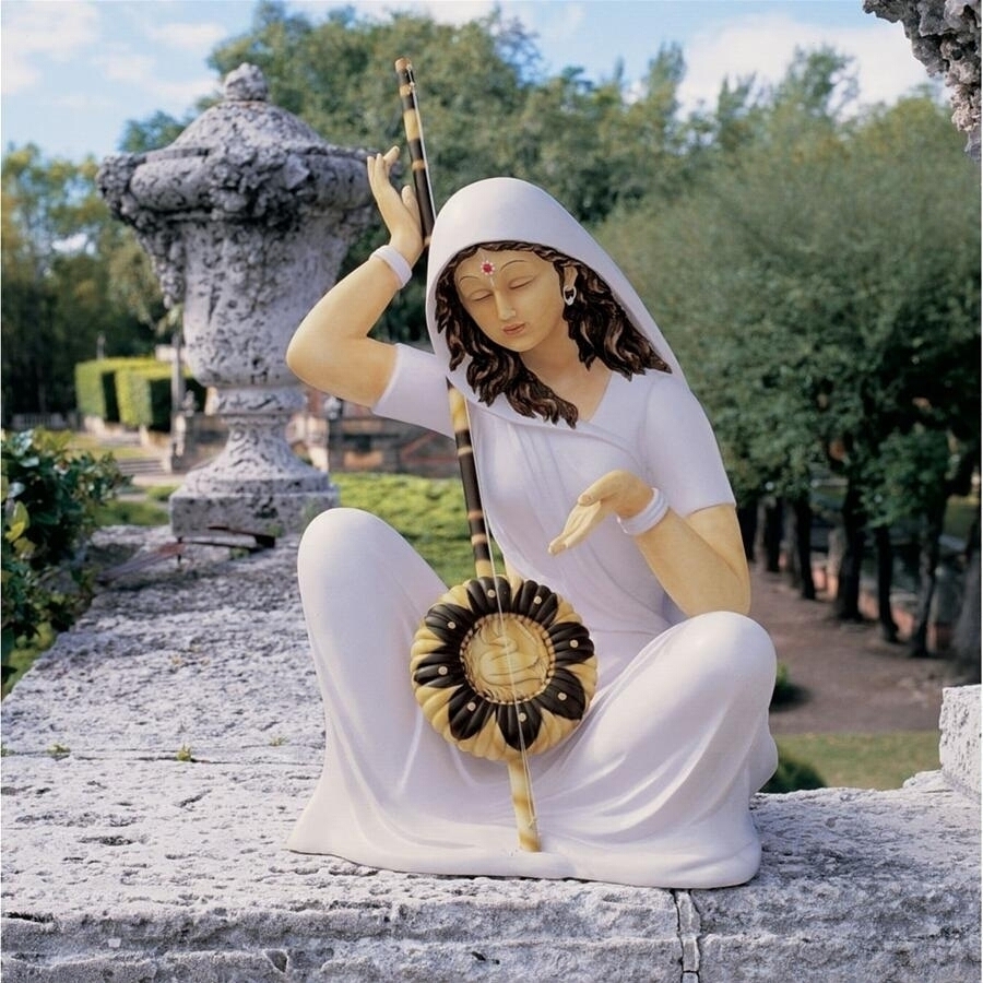 安らかな、聖ミーラー・バーイー（ミラ・バイ）彫刻 彫像/ インド詩人聖人 ガーデニング 庭園 作庭 広場（輸入品