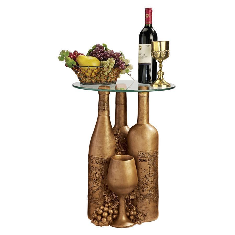 ワインとダイニングの彫刻 台座 エンド・テーブル彫像/ワインバー カフェバー パブ レストラン ブドウ園（輸入品_画像1