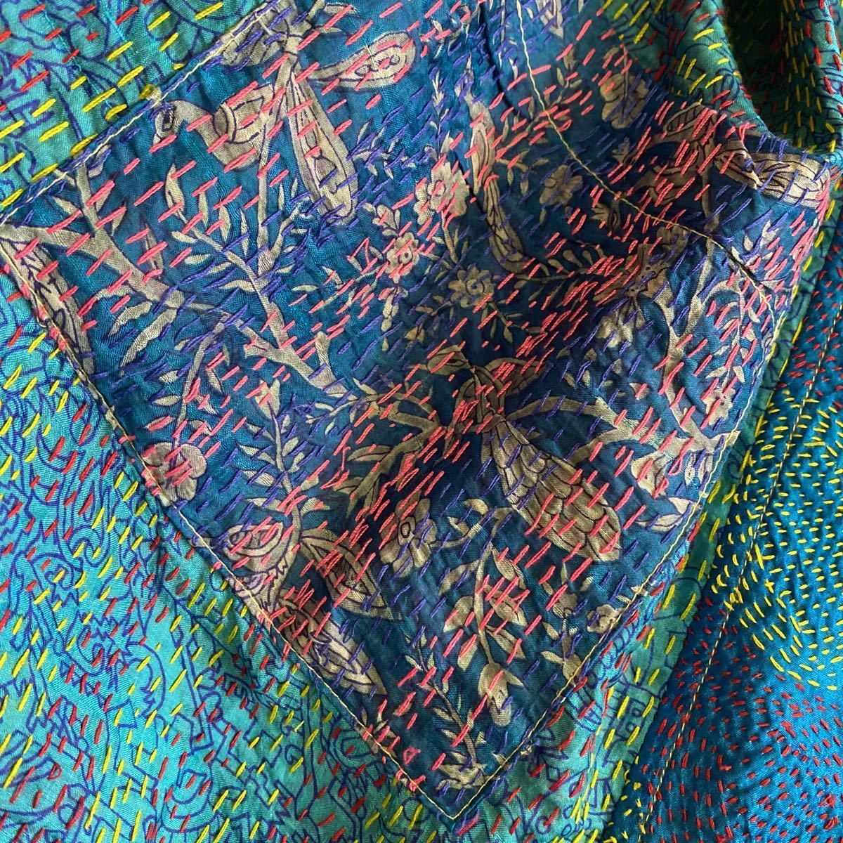 グドゥリー インド製 100%シルク 羽織 ジャケット ショートコート 